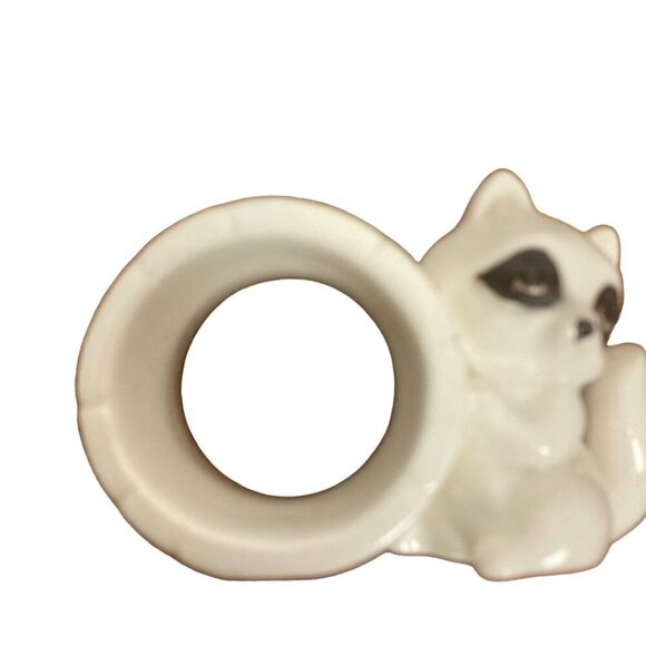 Schmid Bros Animal Napkin Rings Set Of 6 White Ceramic Raccoon Owl Mouse in Box - Picture 7 of 14